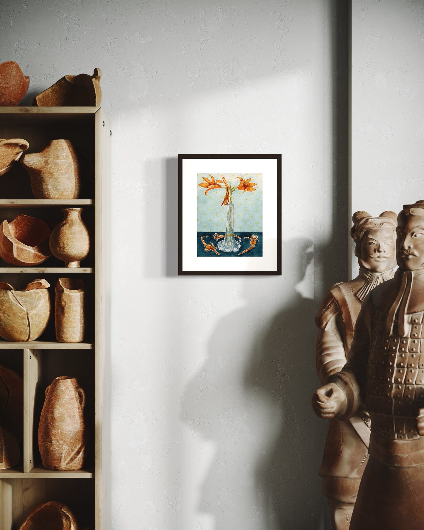 Orange Daylily in Vase - Art Print