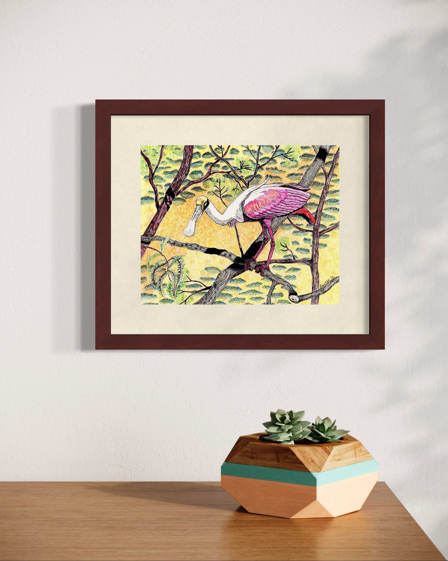 Roseate Spoonbill in Micron Pens - Art Print