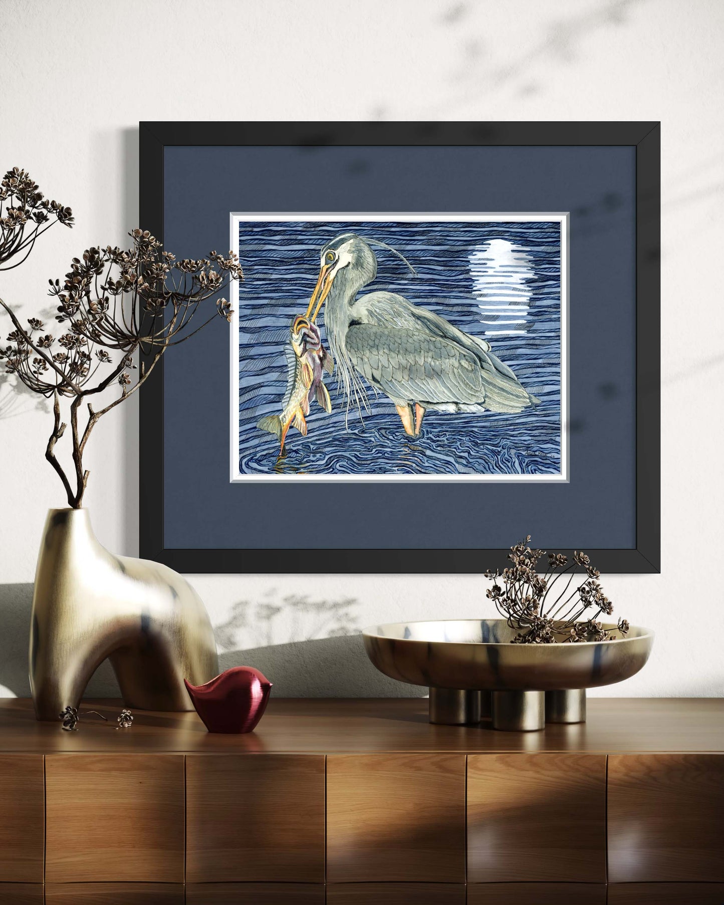 Blue Heron with Fish