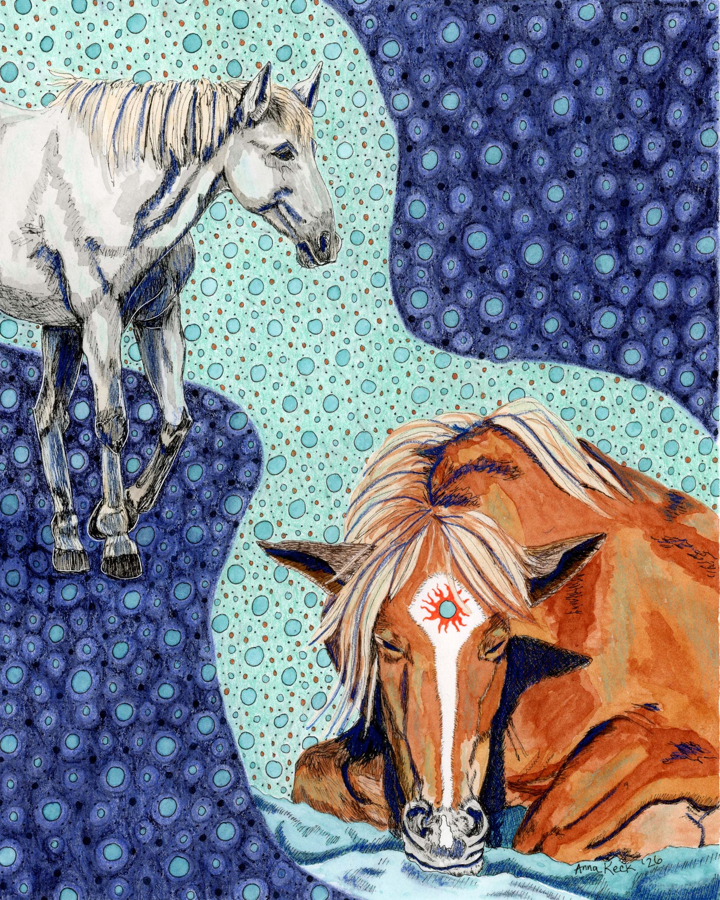 Sacred Pause in the Year of the Fire Horse - Art Print