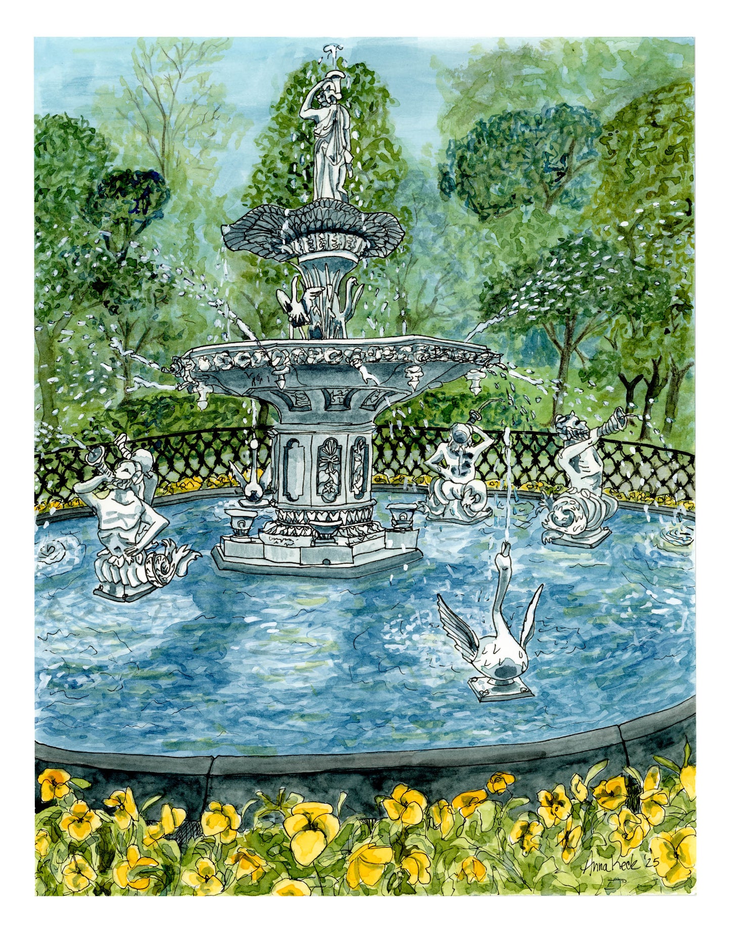Forsyth Park Water Fountain in Savannah, GA - Art Print