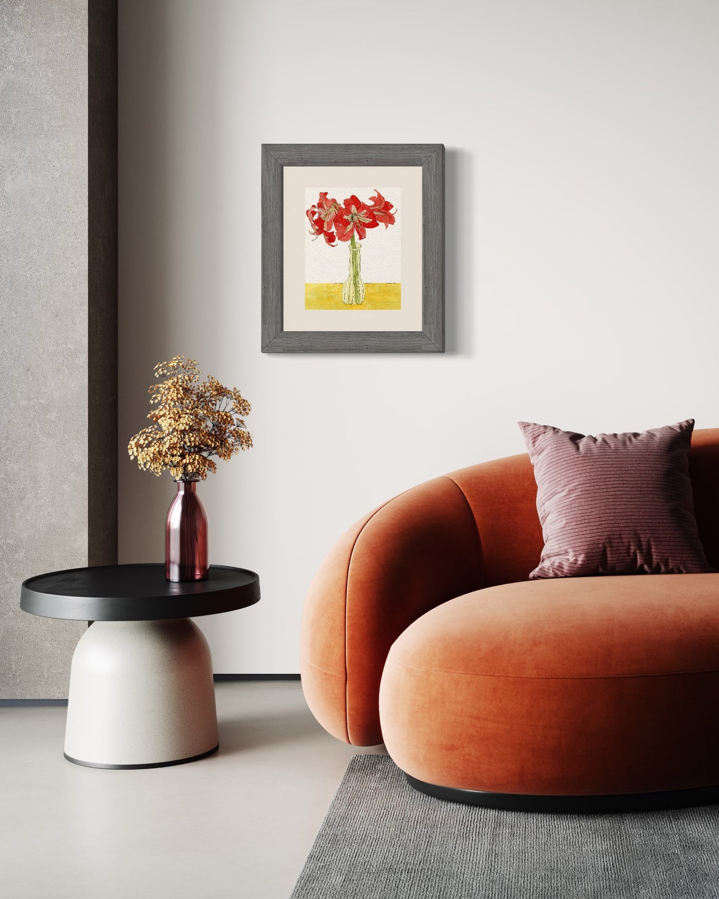 Red Amaryllis in Vase - (Print)