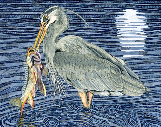 Blue Heron with Fish